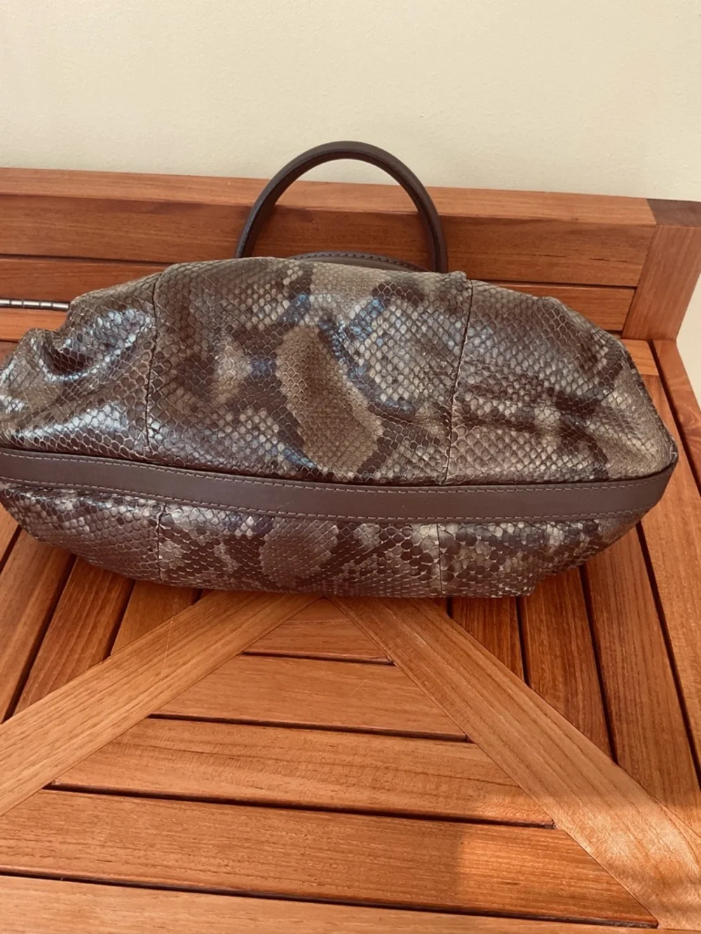 Gucci Studded Brown Python Handbag - Picture 3 of 16
